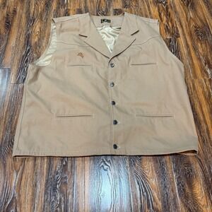Wyoming Traders Mens Vest 3XL Tall Tan Cotton Canvas Western Bucking Bronco